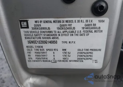 2005 Chevrolet Avalanche 1500 Z66 z USA, uszkodzony, nr VIN 3GNEC12Z65G146850